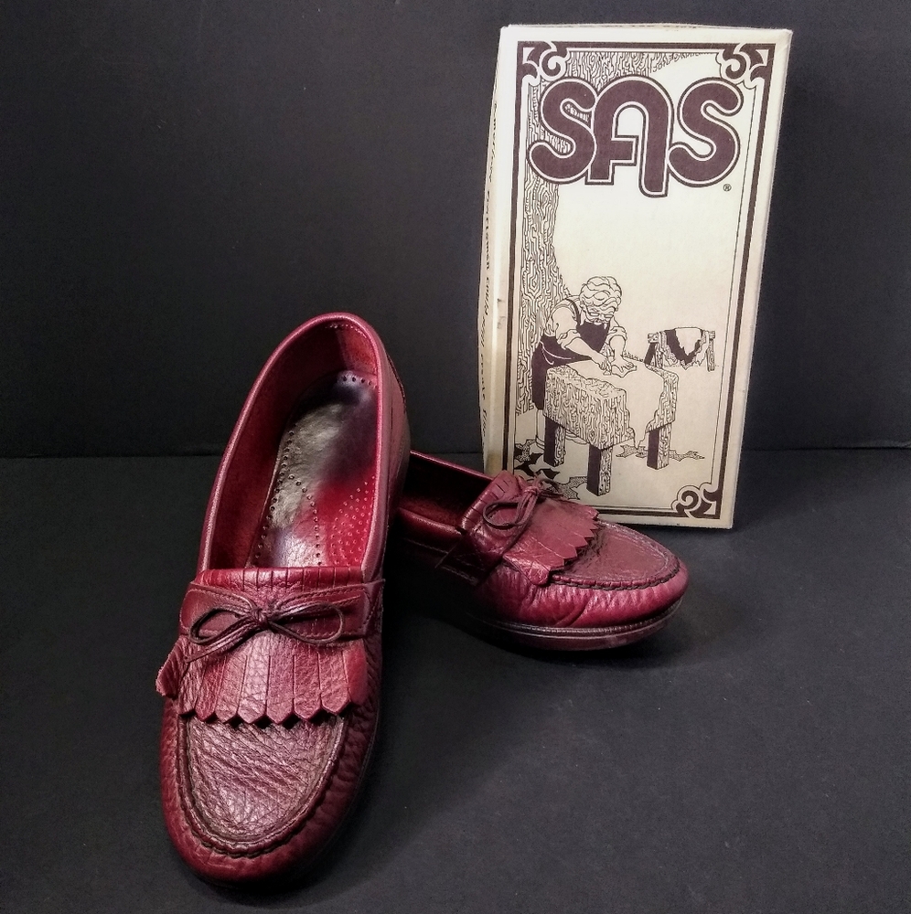 SAS Tripad Comfort Burgundy Leather Loafers 8.5W